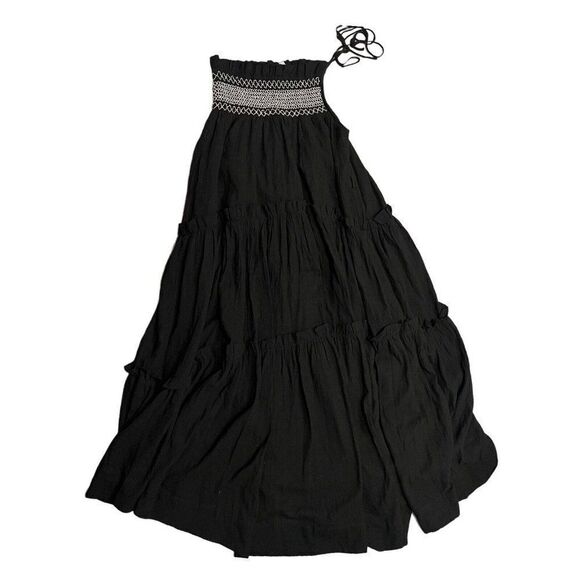 SHONA JOY Dress WMNS 6 Black Midi‎ Leda One Shoulder Tiered *MISSING WAIST TIE* - Picture 9 of 11